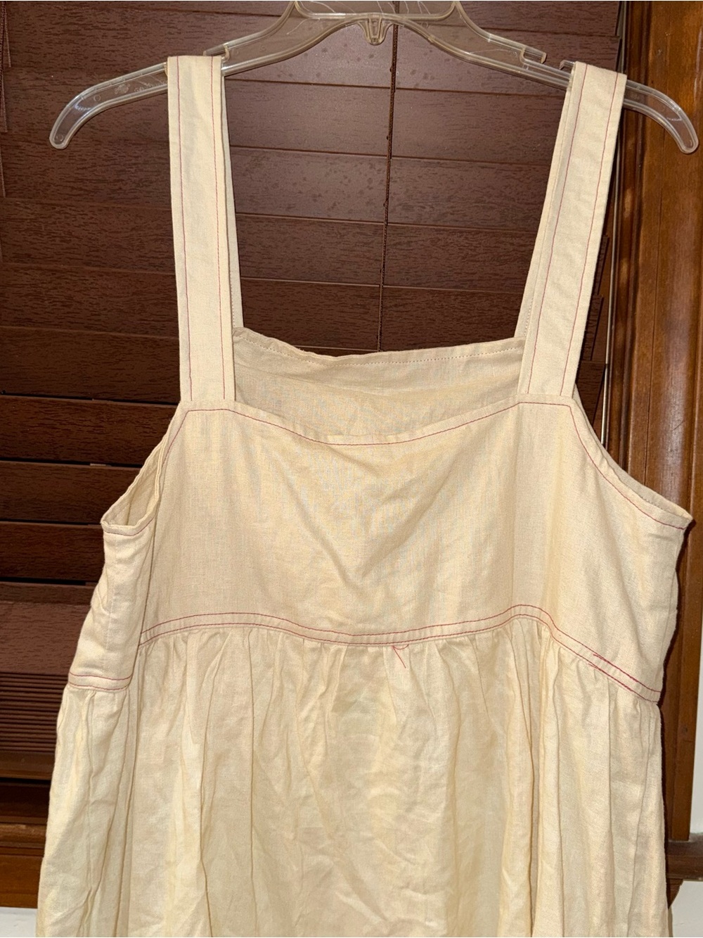 NWT ReMADE By UO Made In LA EcoVero™ Cream Linen Shortall Button-Straps Dress S - Picture 7 of 9